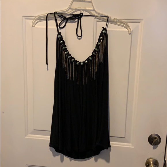 Metal fringe embellished halter top by La Rok - Picture 2 of 6